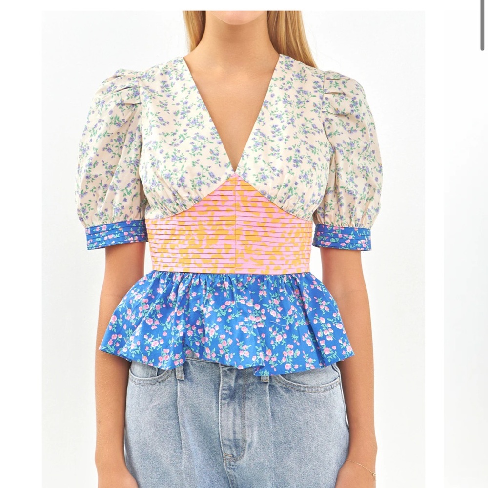 BNWT English Factory mixed media top